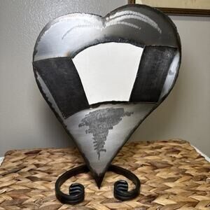 Handmade Metal Heart 4x6 Picture Frame Signed Dated 2014 Rustic Folk Art 11”